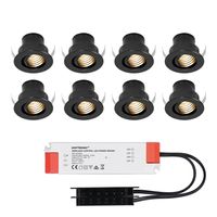 Set van 8 12V 3W - Mini LED Inbouwspot - Zwart - Kantelbaar & verzonken - Verandaverlichting - IP44 voor buiten - 2700K - Warm wit