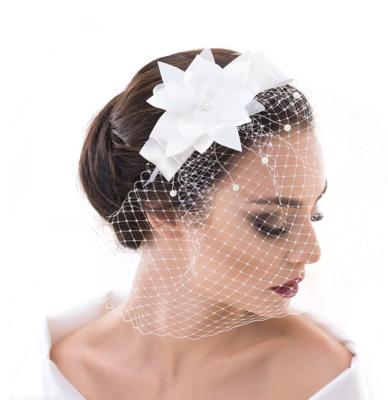 Retro Wedding Tiara Flower Bow Veil White