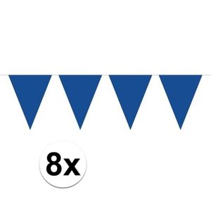 8 stuks blauwe vlaggetjes slinger van 10 meter