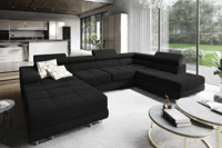 OP=OP Slaapbank met opbergruimte Sem | Rechts | U-bank XL - Zwart