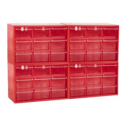 Sorteerbakjes spijkers/schroeven - 36x lades - 18.5 x 10 x 12 cm - opbergkastjes - ophangbaar - rood