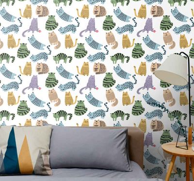Slaapkamer behang Schattige katten illustratie