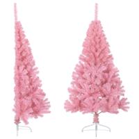 VidaXL Kunstkerstboom met standaard half 150 cm pvc roze