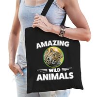 Tasje jachtluipaarden amazing wild animals / dieren zwart voor volwassenen en kinderen   -