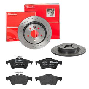 Remmenset, remschijf BREMBO, Remschijftype: Geperforeerd, Inbouwplaats: Achteras: , u.a. für Ford, Volvo