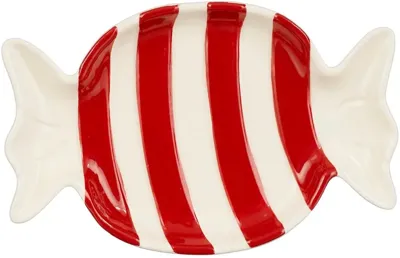 House of Seasons bord keramiek celebration snoep 15.5x10x2cm rood, wit