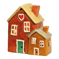 Lichthuis van aardewerk, Kleurrijk (B/H/D) 14x15x8cm
