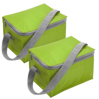 Set van 4x stuks kleine koeltas voor 6 blikjes - lime groen - lunch-drankjes-medicijnen - 20 x 13 x
