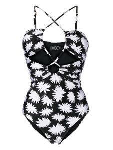 PatBO maillot de bain Dahlia à fleurs - Noir