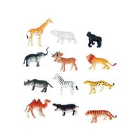 Safari dieren speelgoed - 12x stuks - kunststof - 6 cm - thumbnail