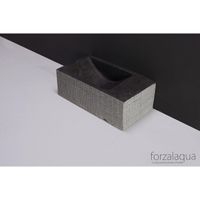 Forzalaqua Venetia fonteinbak 40x22x10cm wasbak Links 1 kraangat rechts Natuursteen Hardsteen gezoet & gefrijnd 8011225