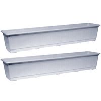 Set van 2x stuks plantenbakken licht grijs rechthoekig 80 x 17,5 x 14,5 cm