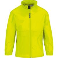 B&C Regenjas - kinderen - fluor geel - sirocco windjas - nylon