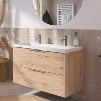 Saqu Lima voorgemonteerd badmeubel met rvs greep incl. wastafel 100,5x51,5cm naturel eiken