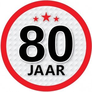 10x 80 Jaar leeftijd stickers rond verjaardag versiering - Feeststickers