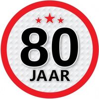 10x 80 Jaar leeftijd stickers rond verjaardag versiering - Feeststickers