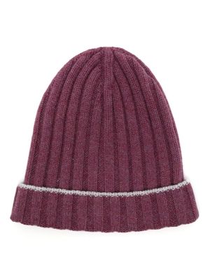 Brunello Cucinelli bonnet en cachemire à design nervuré - Violet