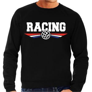 Racing race fan sweater / trui zwart voor heren