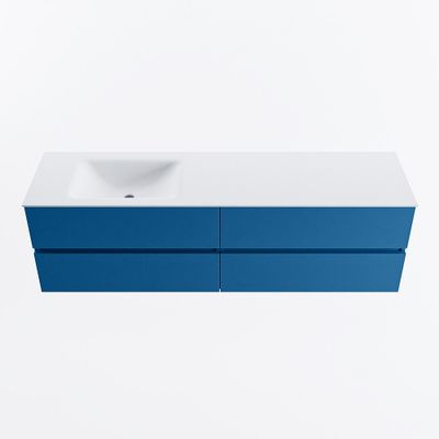MONDIAZ VICA 170cm badmeubel onderkast Jeans 4 lades. Wastafel CLOUD links 1 kraangat, kleur Talc.