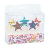 Stervormige Feestkaarsjes, 5st