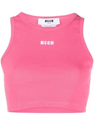 MSGM débardeur crop à logo imprimé - Rose