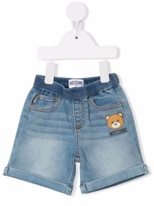 Moschino Kids short en jean à logo imprimé - Bleu