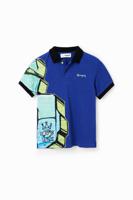 Poloshirt met korte mouwen en graffiti - BLUE - 9/10