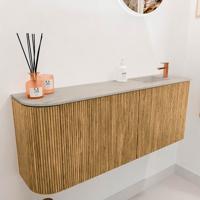 Toiletmeubel Mondiaz Joya Dlux | 101.6 cm | Meubelkleur Oak | Faye wastafel Opalo Wasbak Rechts | 1 kraangat