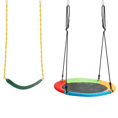 2-Delige Schommelset met Verstelbare Touwen & 2 Hangende Manieren voor Patio-Speeltuin Kleurrijk