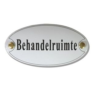 Emaille deurbord ovaal Behandelruimte