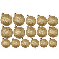 Kerstversiering set glitter kerstballen goud 6 - 8 - 10 cm - pakket van 50x stuks - Kerstbal - thumbnail
