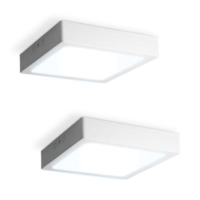 Set van 2 Carolina opbouwspots vierkant - 12 Watt 1160 Lumen - Wit - 6500K daglicht wit - LED downlight - IP20 stofdicht - 160mm