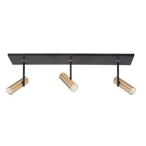 Highlight Zwarte spotTrend met messing 3-lichts recht - S7535.38
