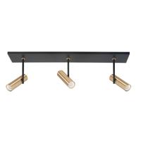 Highlight Zwarte spotTrend met messing 3-lichts recht - S7535.38