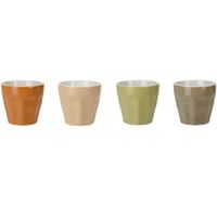 Excellent Houseware Koffie/espresso kleine kopjes - set van 4x stuks - porselein - Earth colours - 90 ml   -