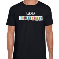 Lekker belangrijk fun tekst t-shirt zwart heren