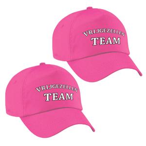Vrijgezellenfeest Team petje - 8x - roze - voor dames - caps - hoedjes