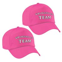 Vrijgezellenfeest Team petje - 8x - roze - voor dames - caps - hoedjes