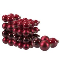 60x stuks glazen kerstballen rood/donkerrood 6, 8 en 10 cm mat/glans - thumbnail