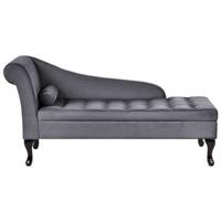 Beliani - PESSAC - Chaise longue - Donkergrijs - Linkerzijde - Fluweel