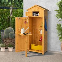 Houten Tuinkast Gereedschapsschuur met Afsluitbare Deuren en Inklapbare Tafel Gereedschapskast Tuinschuur