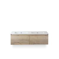 Frozen Badmeubelset 140 cm - Greeplijst in kleur - Natuur Eiken - Keramische Wastafel Wit Zonder Kraangat