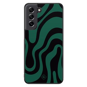 Samsung Galaxy S21 FE hoesje - Swirl zwart groen