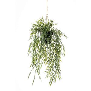 Groene bamboe kunstplanten 50 cm met hangpot - Kunstplanten