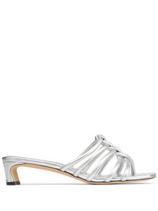 Jimmy Choo mules Carmel 35 mm en cuir métallisé - Argent