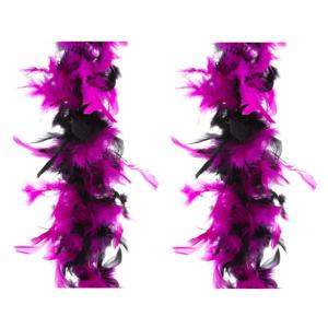 Carnaval verkleed veren Boa - 2x - zwart/roze - 2 meter - Verkleedkleding accessoires