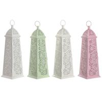Lantaarn Home ESPRIT Wit Groen Roze Metaal Aluminium Shabby Chic 13 x 13 x 43 cm (4 Stuks)