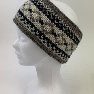 Wollen Hoofdband Annapurna - Fleece gevoerd - bruine Rand