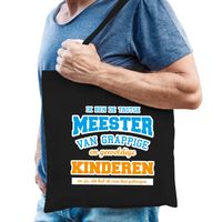 Trotse meester van geweldige kinderen cadeau tas zwart voor heren - thumbnail