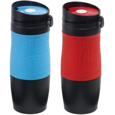 Set van 2x Thermosbekers - warmhoud bekers - blauw en rood - 380 ml - Isolerende drinkbekers Set van 2x Thermosbekers - warmhoud bekers - blauw en rood - 380 ml - Isolerende drinkbekers